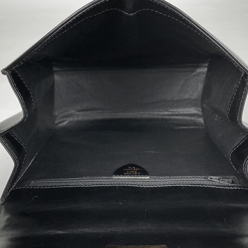Celine Logo Handbag Shoulder Bag Leather Black - Picture 7 of 7